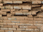 Close-up of lapis-coloured glazed bricks in the remains of the Irigal temple in Uruk, 2001. Photo by Eleanor Robson.