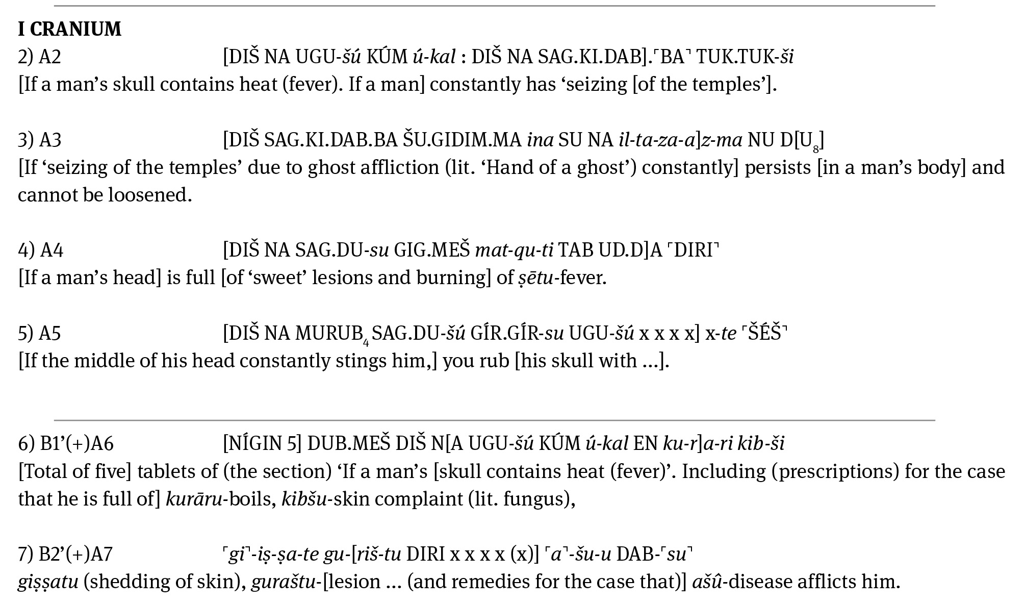 Excerpt from the BabMed Reconstruction of the the Ashur Medical Catalogue