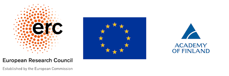 ERC logo, flag of the European Union, and Academy of Finland logo