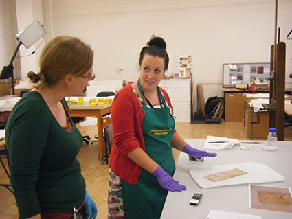 Nimrud ivories in the conservation studio at Birmingham Museum and Art Gallery