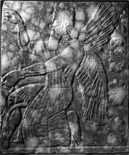 Alabaster bas-relief of a winged genie from Nimrud, now in the Fitzwilliam Museum, Cambridge